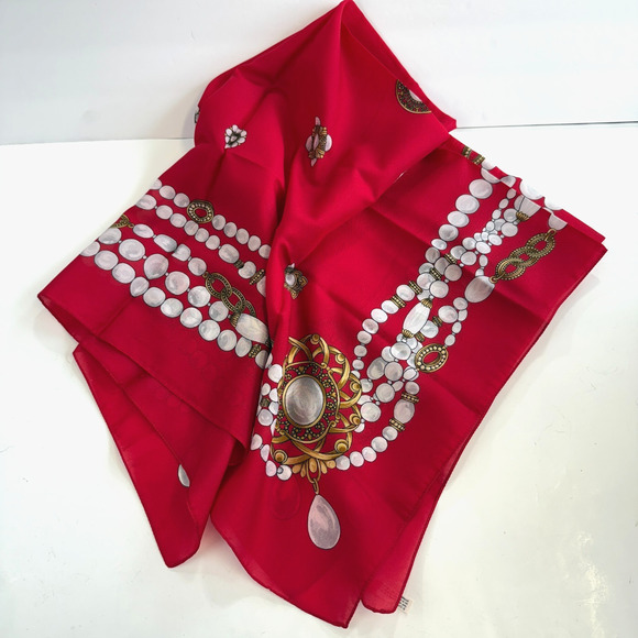 Lot of 4 Vintage Avon Scarfs Made in Italy Assortment Red Pink Blue Polyester - Picture 8 of 16